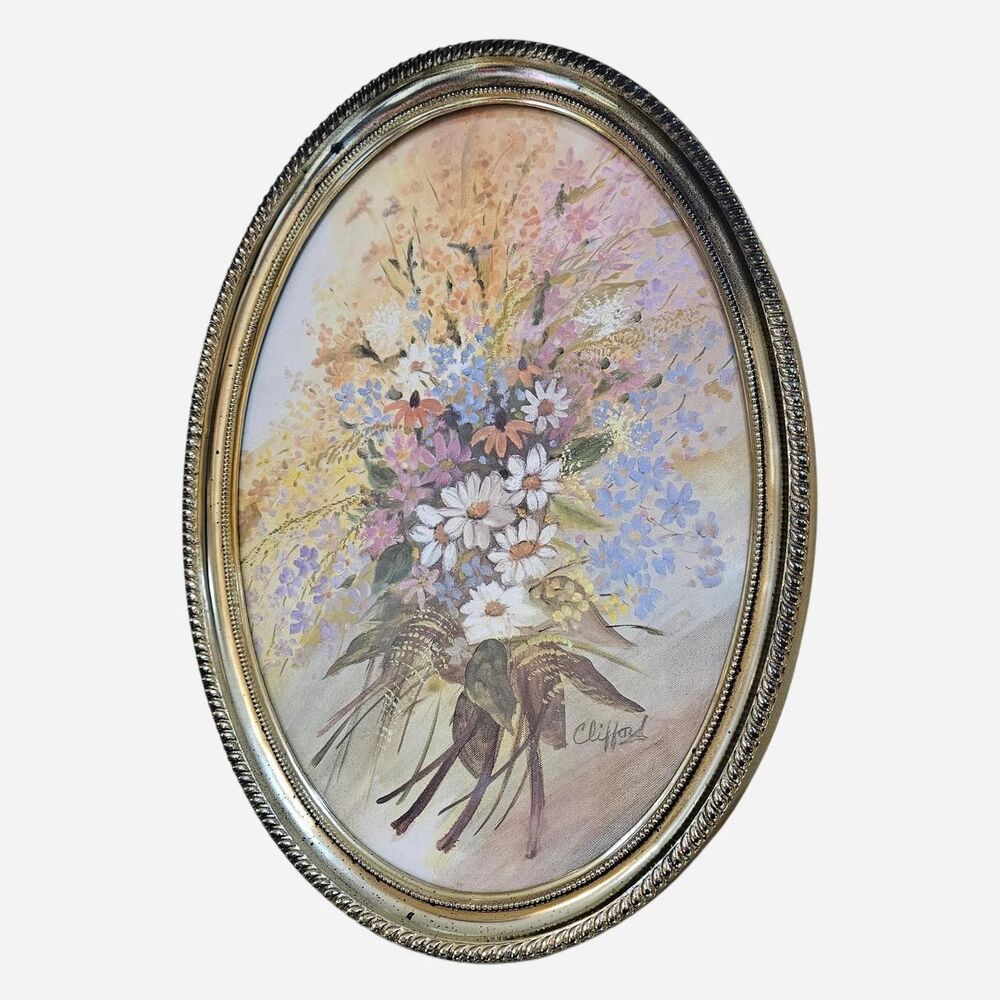 vintage cottagecore boho gold tone butterflies framed print wall decor